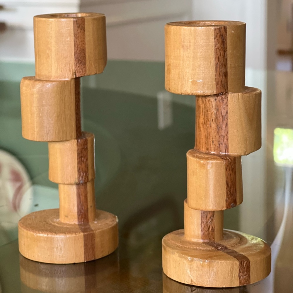 Wooden candlesticks